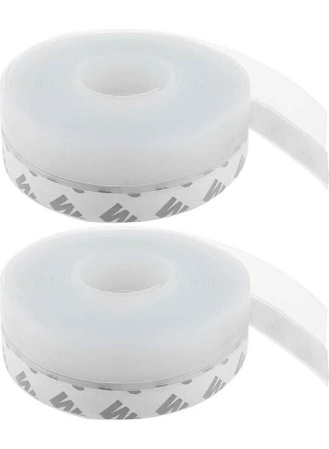 2 Rolls Weather Stripping Silicone Door Bottom Seal Strip Tape Stopper Strong Self Adhesive Door Strip Seal Tape Waterproof Windproof Dust-Proof Tape for Doors Window White 2.5 x 500cm
