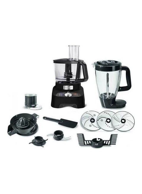 Moulinex Double Force Food Processor with 10 attachments for 34 functions, 3L Bowl, 2L Blender - 3 L 1000 W FP824825 Black