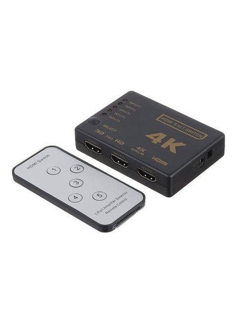 HDMI Switch 5x1 With IR Wireless Remote Control (Support Ultra HD 3D 4k) Black