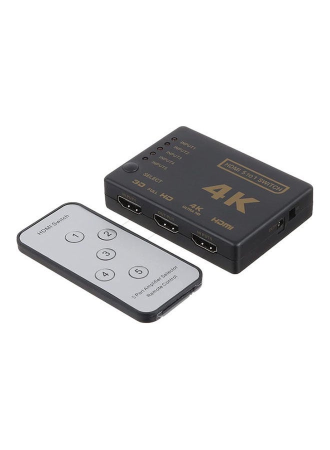 keendex - HDMI Switch 5x1 With IR Wireless Remote Control (Support Ultra HD 3D 4k) Black - Image 1