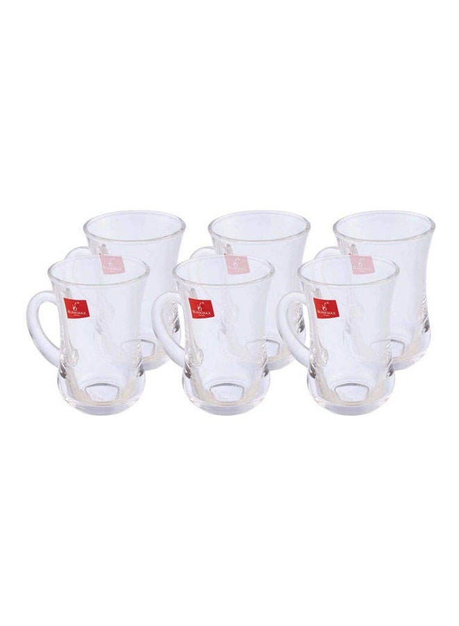 Blinkmax Glass Plain Coffee Mug Set 6 Pieces Clear 6.5 x 9cm 