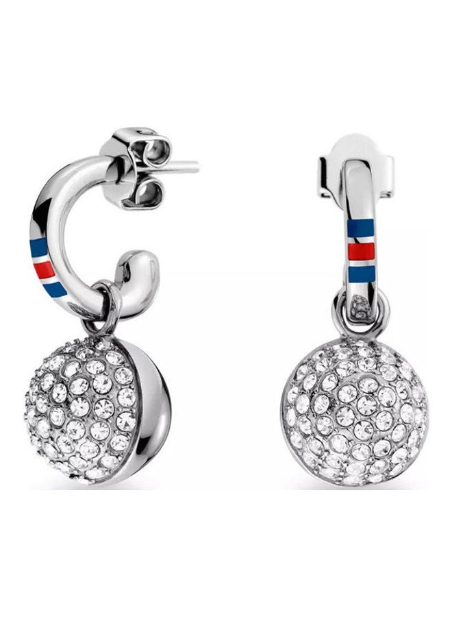 TOMMY HILFIGER - One Size Silver Stainless Steel Dangle Earrings With Zirconia - Image 1