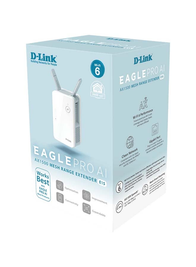 D-Link - E15 AX1500 Wi-Fi 6 AI Range Extender White - Image 1