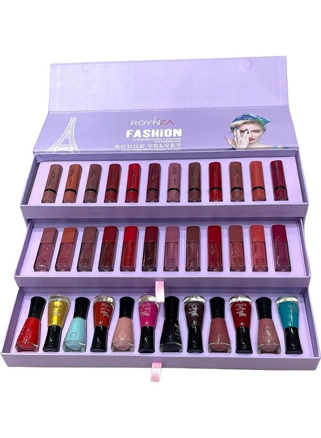 روينزا مجموعة أحمر الشفاه السائلة والجافة مكونة من 36 قطعة - Image 1