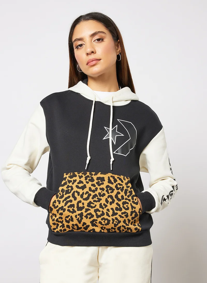 كونفرس Leopard Pocket Hoodie Black