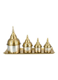 La Mesa 9 Piece Tray Set With Pots Gold 67x23cm  - Image 1