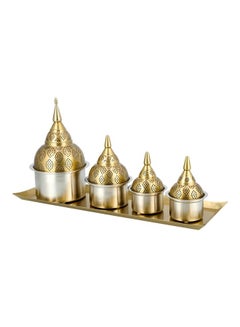 La Mesa 9 Piece Tray Set With Pots Gold 67x23cm  - Image 2