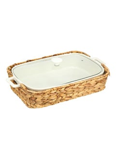 La Mesa Rectangle Food Warmer With Lid And Sea Grass Basket Multicolour 17inch  - Image 1