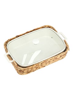 La Mesa Rectangle Food Warmer With Lid And Sea Grass Basket Multicolour 17inch  - Image 3