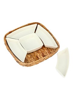 La Mesa 6-Piece Section Plates And Sea Grass Basket White/Beige 26x8x4cm  - Image 3