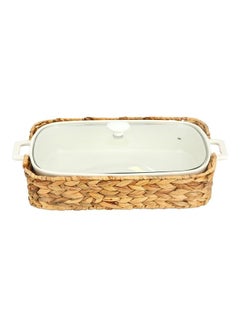 La Mesa Rectangle Food Warmer With Lid And Sea Grass Basket Multicolour 17inch  - Image 2