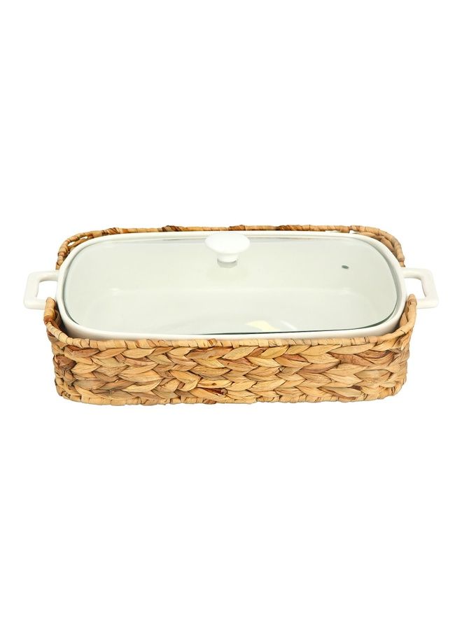 La Mesa Rectangle Food Warmer With Lid And Sea Grass Basket Multicolour 17inch  - Image 2