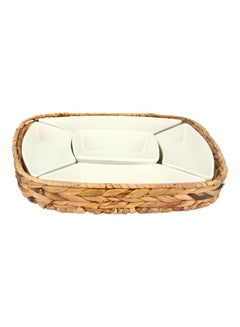 La Mesa 6-Piece Section Plates And Sea Grass Basket White/Beige 26x8x4cm  - Image 2