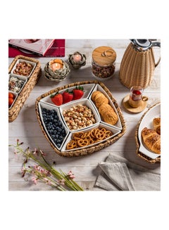La Mesa 6-Piece Section Plates And Sea Grass Basket White/Beige 26x8x4cm  - Image 4