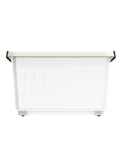 55L Clear Plastic Storage Box With Wheels & Lockable Lid (34.5x58.5x42.5cm)- Off White Off White 34.5x58.5x42.5cm - v1646763476/N36980573A_2