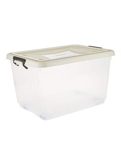 55L Clear Plastic Storage Box With Wheels & Lockable Lid (34.5x58.5x42.5cm)- Off White Off White 34.5x58.5x42.5cm - v1646763476/N36980573A_3