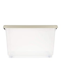 55L Clear Plastic Storage Box With Wheels & Lockable Lid (34.5x58.5x42.5cm)- Off White Off White 34.5x58.5x42.5cm - v1646763476/N36980573A_4