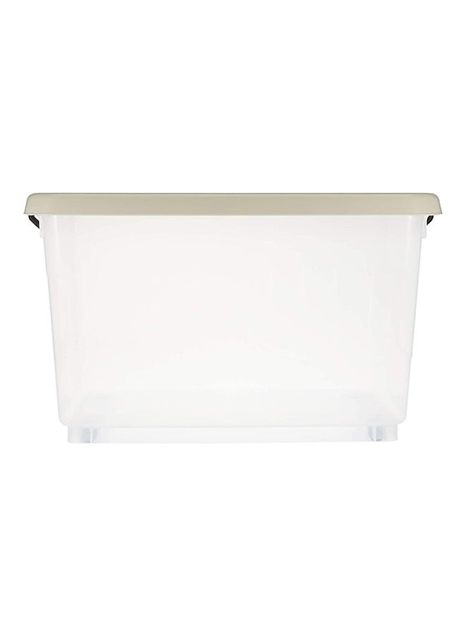 Cosmoplast - 55L Clear Plastic Storage Box With Wheels & Lockable Lid (34.5x58.5x42.5cm)- Off White Off White 34.5x58.5x42.5cm - Image 1