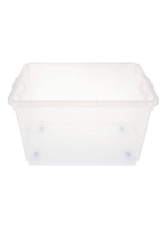 55L Clear Plastic Storage Box With Wheels & Lockable Lid (34.5x58.5x42.5cm)- Off White Off White 34.5x58.5x42.5cm - v1646763476/N36980573A_5