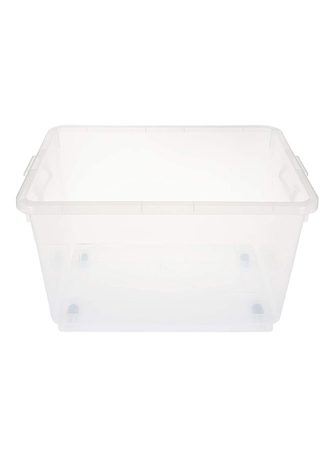 Cosmoplast - 55L Clear Plastic Storage Box With Wheels & Lockable Lid (34.5x58.5x42.5cm)- Off White Off White 34.5x58.5x42.5cm - Image 1