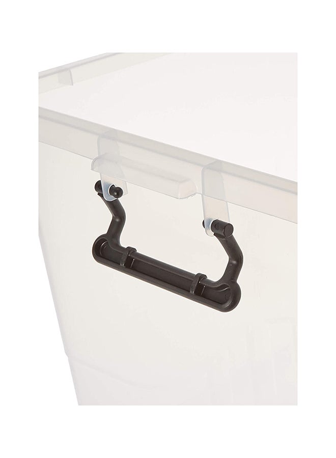 Cosmoplast - 55L Clear Plastic Storage Box With Wheels & Lockable Lid (34.5x58.5x42.5cm)- Off White Off White 34.5x58.5x42.5cm - Image 1