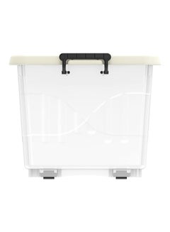 55L Clear Plastic Storage Box With Wheels & Lockable Lid (34.5x58.5x42.5cm)- Off White Off White 34.5x58.5x42.5cm - v1646763477/N36980573A_8