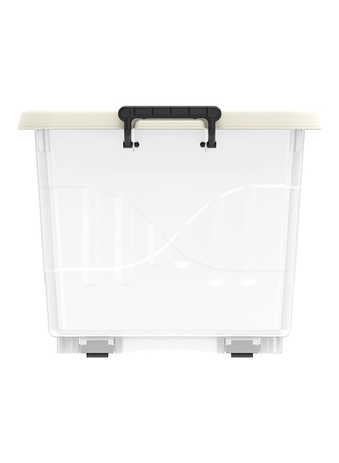 Cosmoplast - 55L Clear Plastic Storage Box With Wheels & Lockable Lid (34.5x58.5x42.5cm)- Off White Off White 34.5x58.5x42.5cm - Image 1