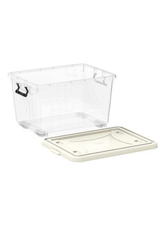 55L Clear Plastic Storage Box With Wheels & Lockable Lid (34.5x58.5x42.5cm)- Off White Off White 34.5x58.5x42.5cm - v1646763477/N36980573A_9