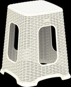 Cosmoplast Plastic Rattan High Stool White 29x45x29centimeter 