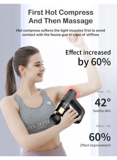 3 In 1 Portable Mini Deep Tissue PercussionHot CompressPulsed Massage Gun With 4 Heads For BackShoulderLegThighNeckArmCalf Muscles For Male And Female Athletes Black - v1646804419/N52351477A_2