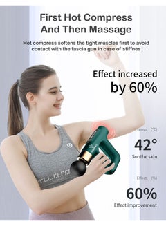 3 In 1 Portable Mini Deep Tissue PercussionHot CompressPulsed Massage Gun With 4 Heads For BackShoulderLegThighNeckArmCalf Muscles For Male And Female Athletes Green - v1646804419/N52351479A_2