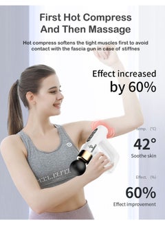 Toshionics 3 In 1 Portable Mini Deep Tissue PercussionHot CompressPulsed Massage Gun With 4 Heads For BackShoulderLegThighNeckArmCalf Muscles For Male And Female Athletes White  - Image 2
