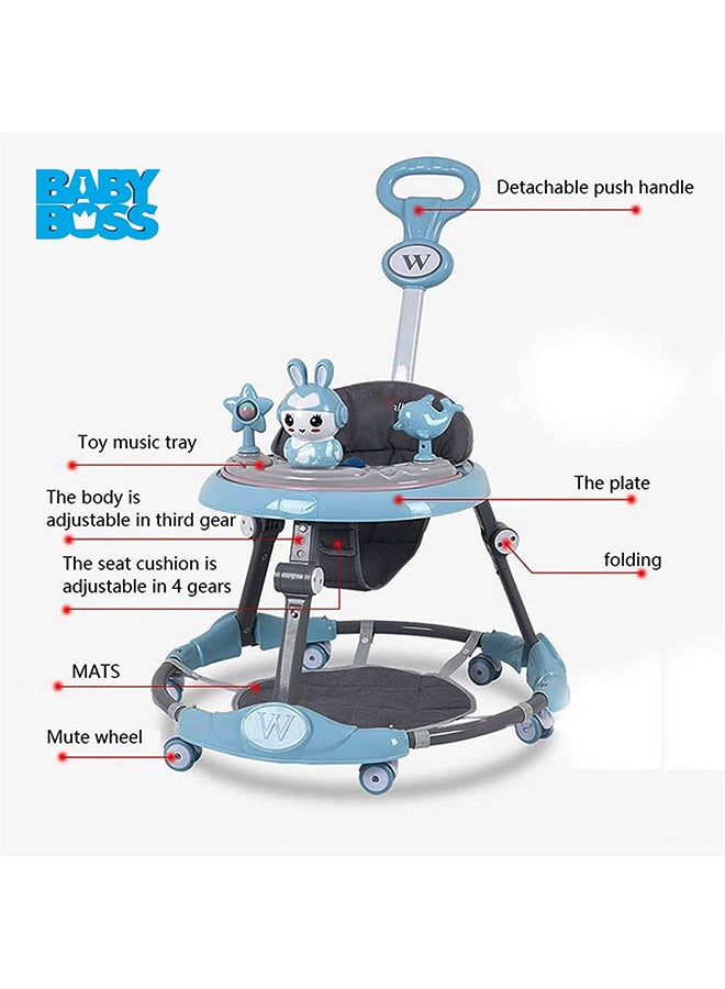 Cool Baby - Anti-Rollover Foldable Portable Smooth Cushioned Seat Unique Design Walker - Blue - Image 1