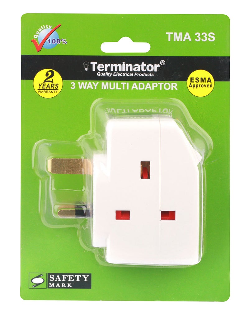 Terminator 3-Way Multi Adaptor White  - Image 1