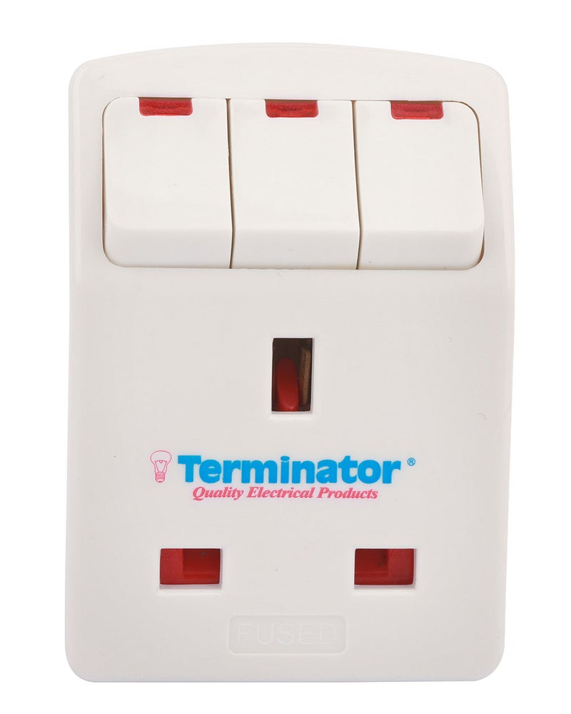 Terminator 3-Way Multi Adaptor White  - Image 2