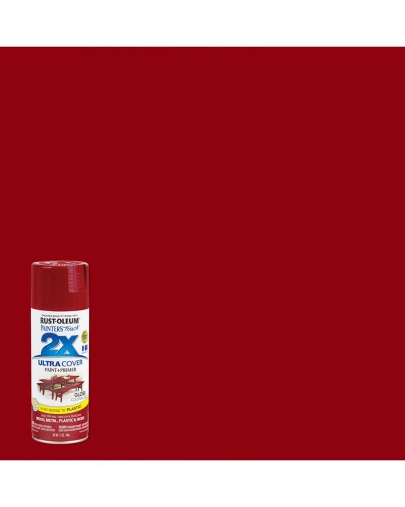 RUST-OLEUM Painter's Touch 2X Ultra Cover Gloss Paint And Primer Spray Colonial Red  - Image 2