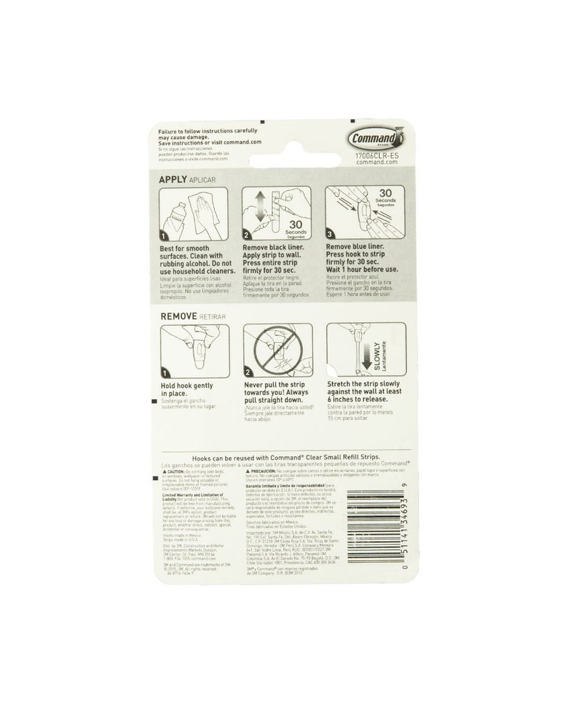 Command Pack Of 6 Strong And Versatile Damage-free Hanging Hooks With Strips Clear Mini  - Image 2