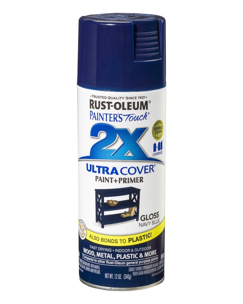 RUST-OLEUM - Painter's Touch 2X Ultra Cover Gloss Paint & Primer Spray Navy Blue - Image 1