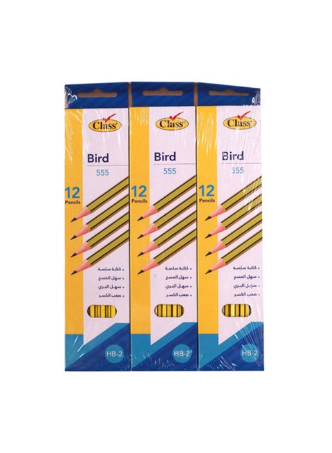 Bird-555 36-Piece Pencil Set Yellow/Black