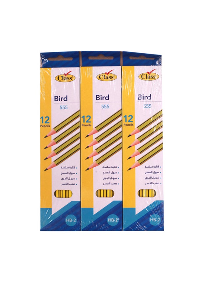 class Bird-555 36-Piece Pencil Set Yellow/Black 
