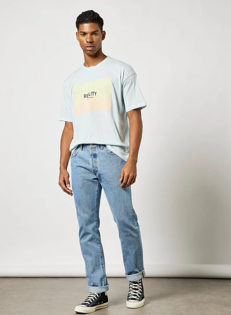 STATE 8 Slogan Box T-Shirt Baby Blue