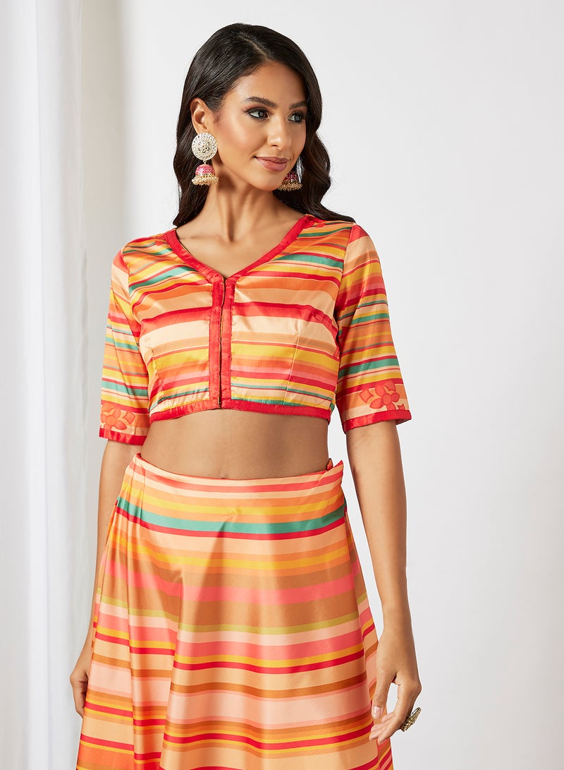 AKS - Printed 3-Piece Lehenga Set Multicolor - Image 1