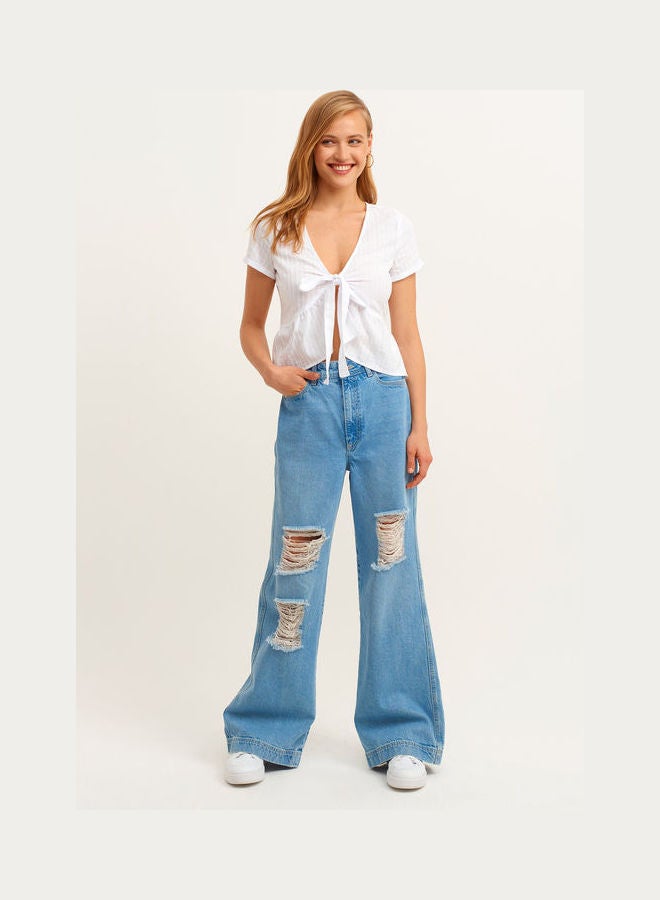 OXXO Cotton Carrot Fit Pants Blue  - Image 1