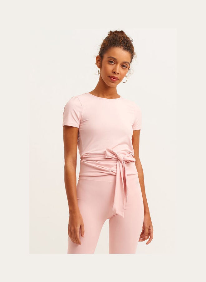 OXXO Elastic Waist Zero Collar T-Shirt Pink  - Image 2