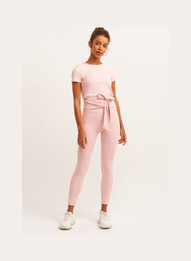 OXXO Elastic Waist Zero Collar T-Shirt Pink  - Image 3