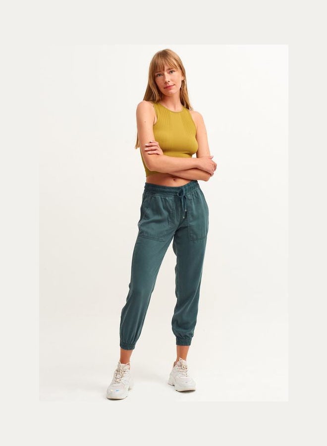 OXXO - Elegant Basic Shirt With Open Rolling Rooms Green - Image 1