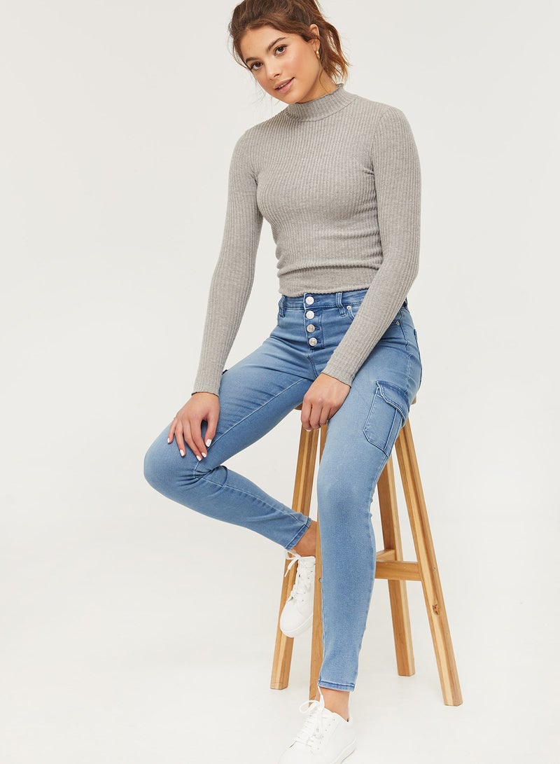 Ardene - Super Soft High Rise Jeggings Light Blue - Image 1