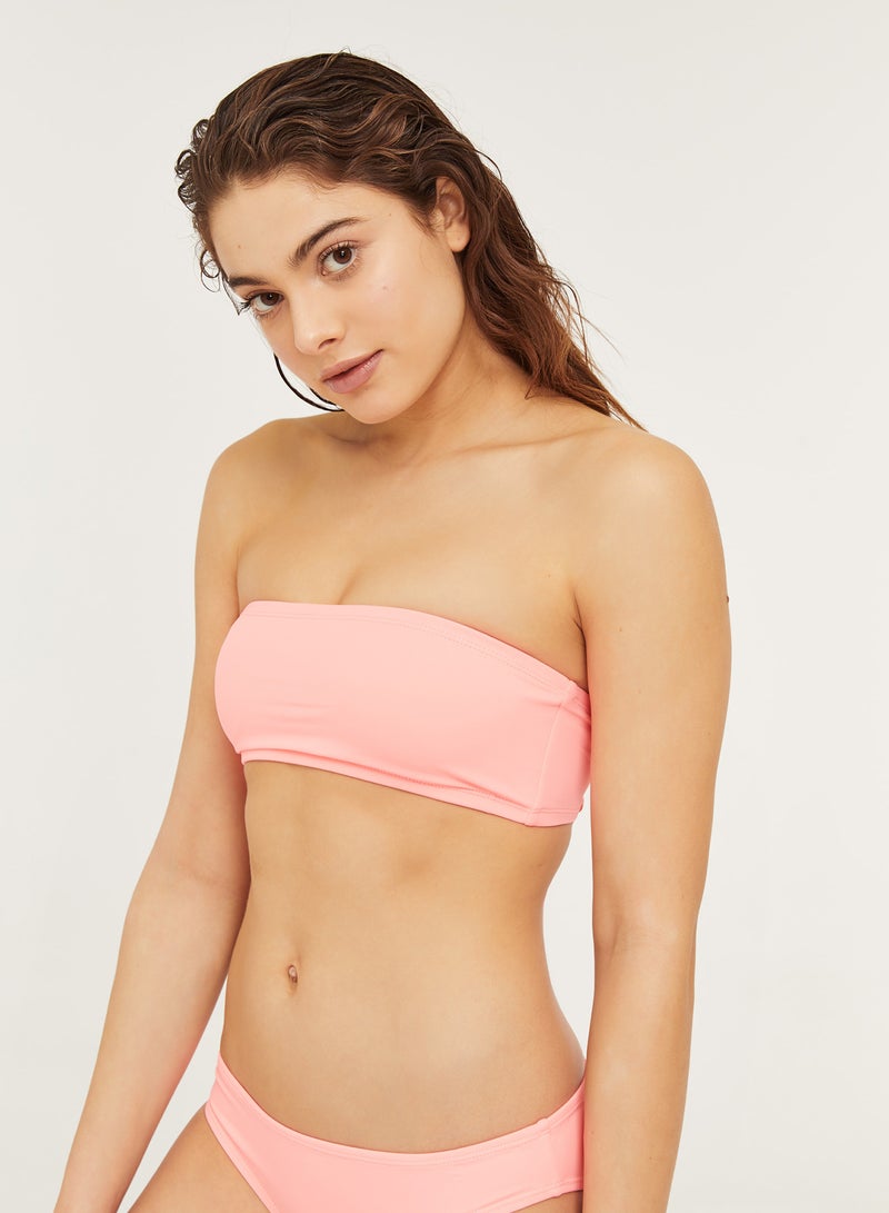 Ardene Microfiber Bandeau Swim Top Pink  - Image 2
