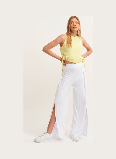 Top With Side Ruffles And Bindedetail Yellow