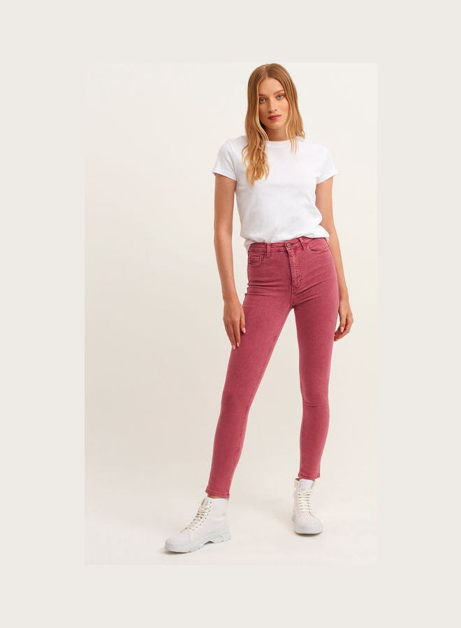 OXXO Cotton Carrot Fit Pants Maroon  - Image 1